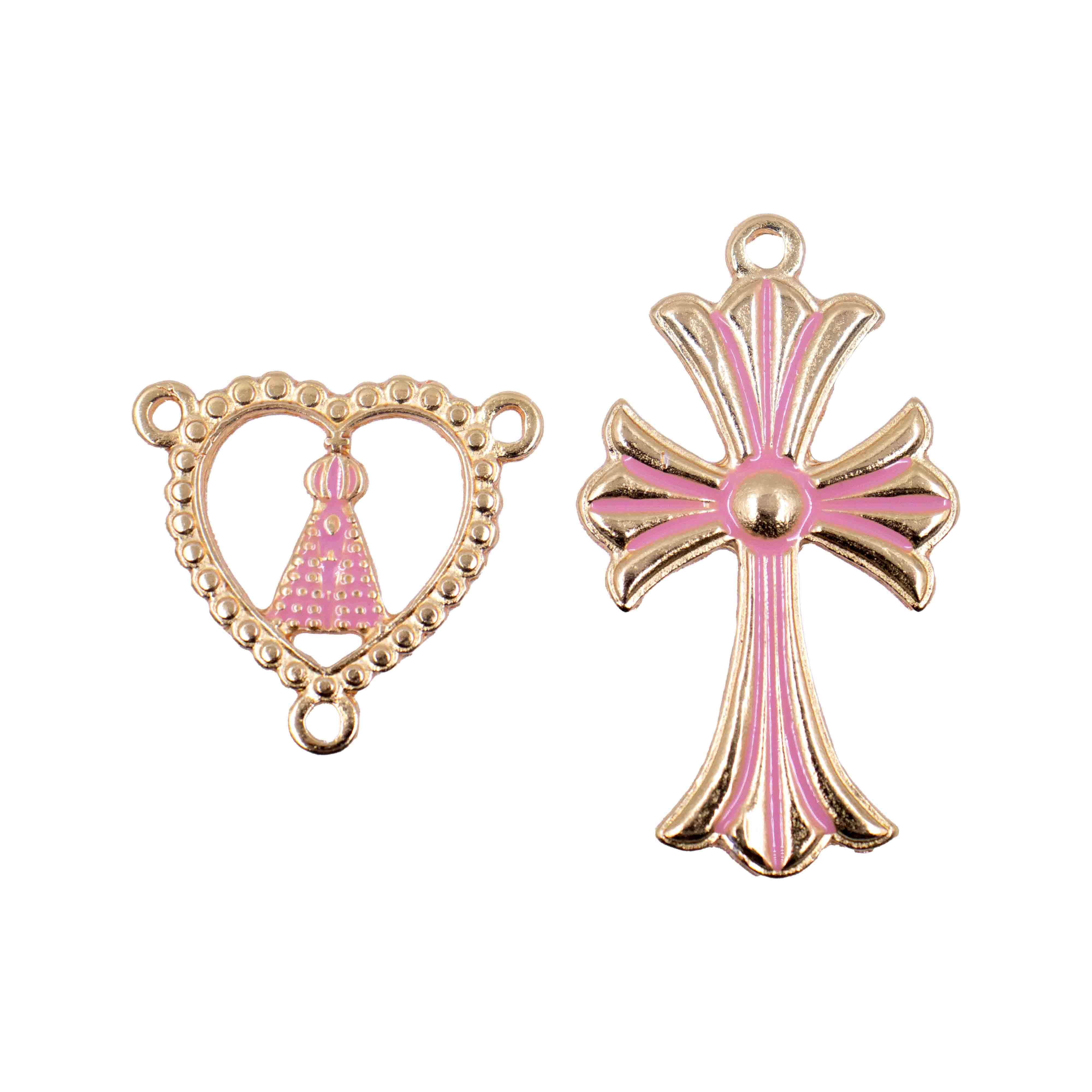KIT-CRUZ-E-ENTREMEIO-CORACAO-NSENHORA-PARA-TERCO-EM-ZAMAC-COM-03-PARES---ROSA-CLARO