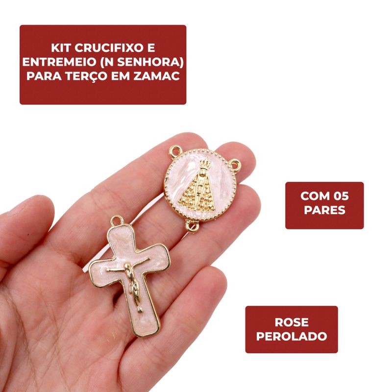 KIT-CRUCIFIXO-E-ENTREMEIO--N-SENHORA--PARA-TERCO-EM-ZAMAC-COM-05-PARES---382---ROSE-PEROLADO