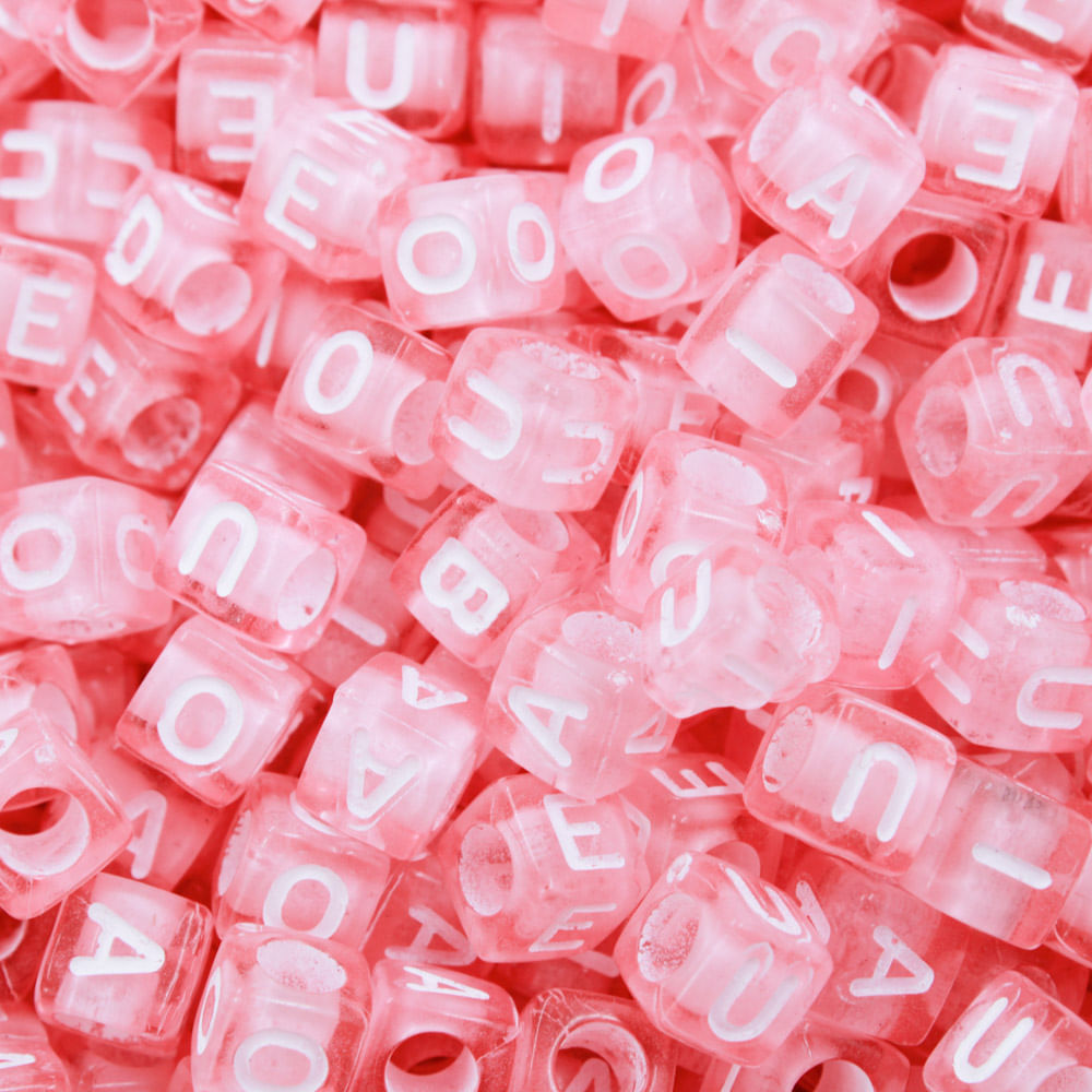 Miçanga Entremeio Quadrado Traslucido Vogal 6X6mm Em Plastico Com 500Gr