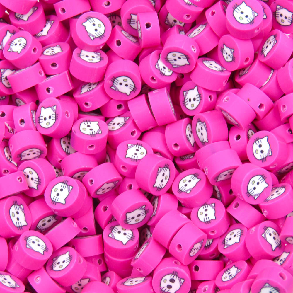 Entremeio Fimo Redondo Gatinha 10Mm Em Pvc Com 500 Peças