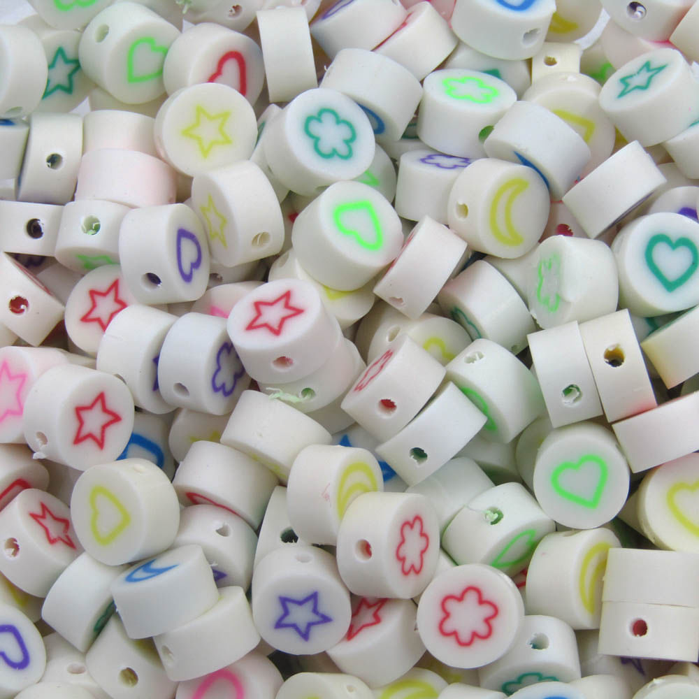 Entremeio Fimo Redondo Simbolos 10X05mm Em Pvc Com 500 Peças