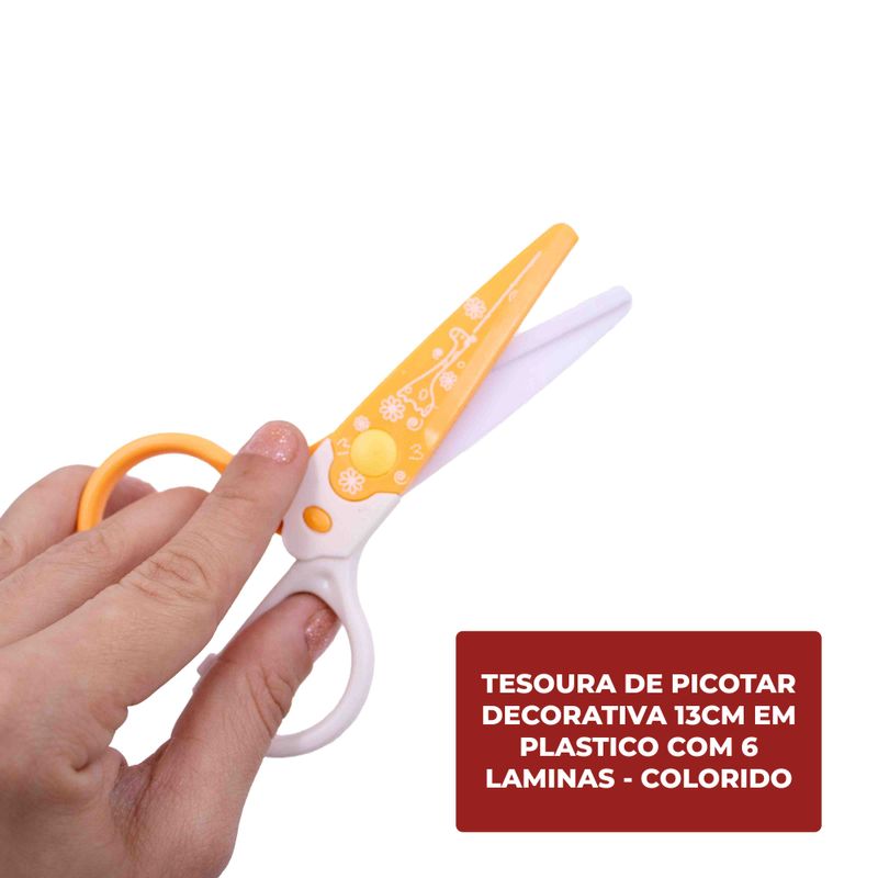 TESOURA-DE-PICOTAR-DECORATIVA-13CM-EM-PLASTICO-COM-6-LAMINAS---COLORIDO