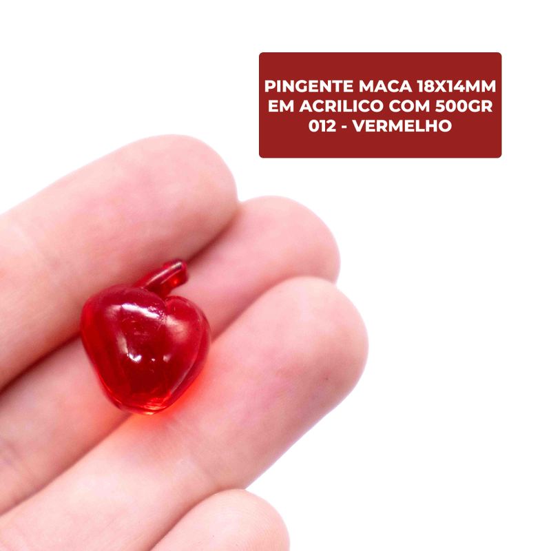 PINGENTE-MACA-18X14MM-EM-ACRILICO-COM-500GR-012---VERMELHO-12