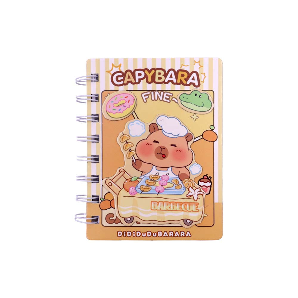 Mini Agenda Espiral Capa Dura Capivara Barbecue 11.5Cm Unidade