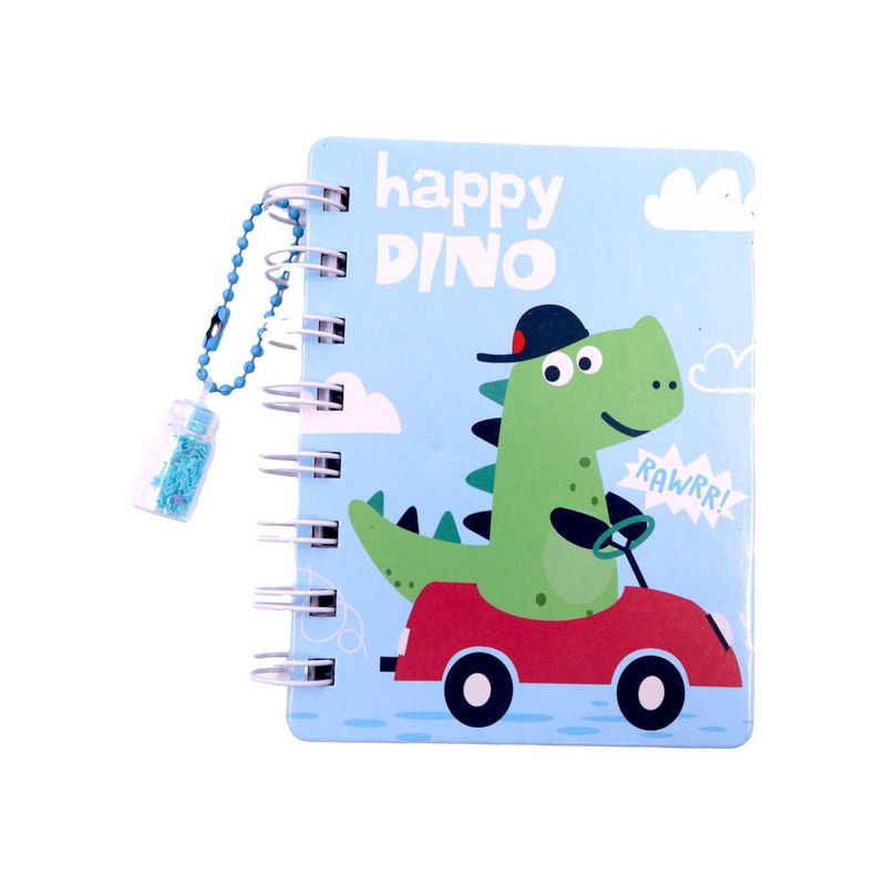 MINI-AGENDA-ESPIRAL-CAPA-DURA-HAPPY-DINO--CARRINHO-115CM-UNIDADE---103---COLORIDO