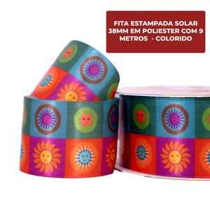 Fita Estampada Solar 38Mm Em Poliester Com 9 Metros