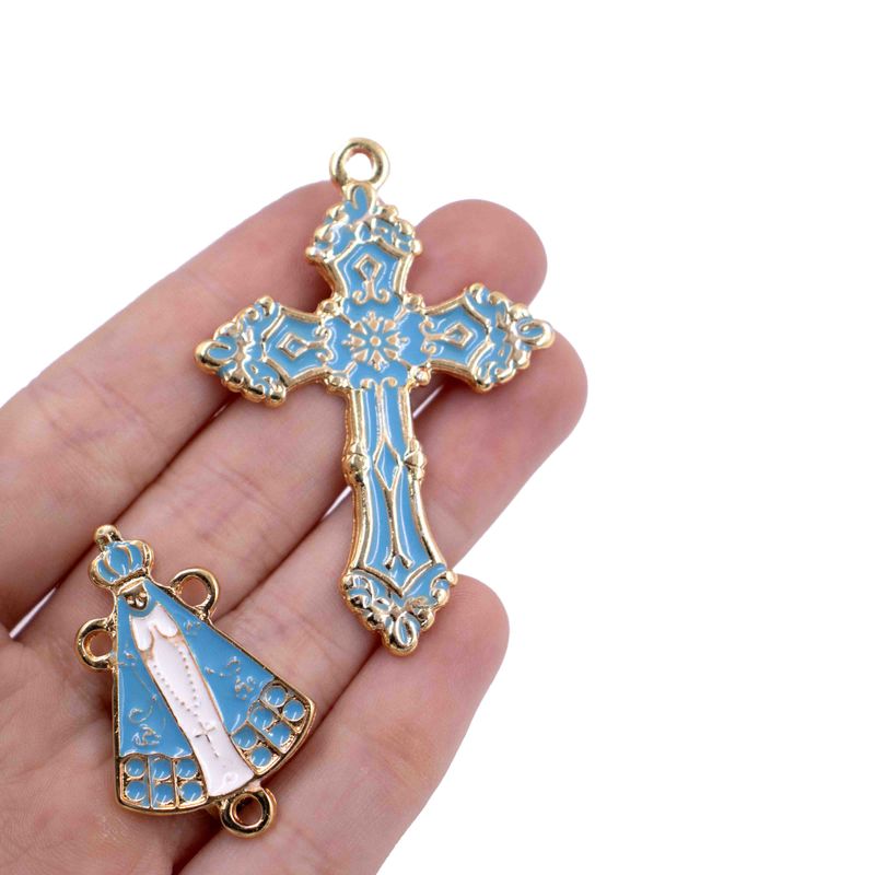 KIT-CRUZ-E-ENTREMEIO-NSENHORA-PARA-TERCO-EM-ZAMAC-COM-03-PARES---212---AZUL-CLARO-Z12