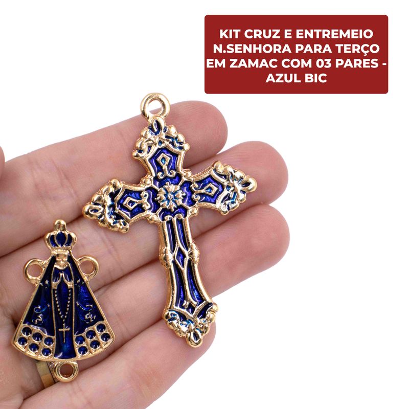 KIT-CRUZ-E-ENTREMEIO-NSENHORA-PARA-TERCO-EM-ZAMAC-COM-03-PARES---AZUL-BIC