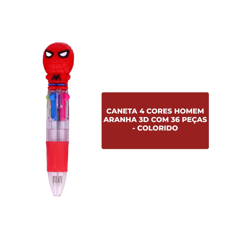 CANETA-4-CORES-HOMEM-ARANHA-3D-COM-36-PECAS---103---COLORIDO