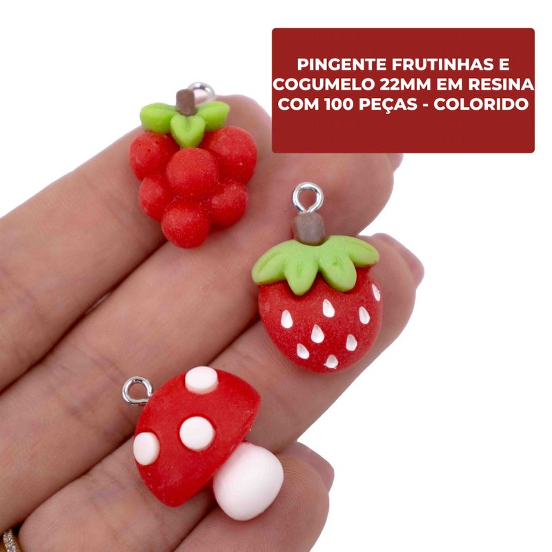 PINGENTE-FRUTINHAS-E-COGUMELO-22MM-EM-RESINA-COM-100-PECAS---103---COLORIDO