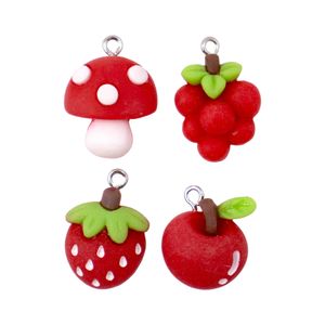 Pingente Frutinhas E Cogumelo 22Mm Em Resina Com 100 Peças