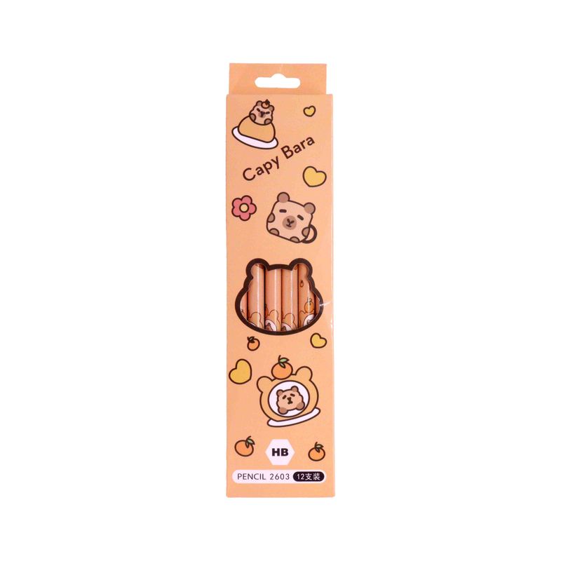 KIT-LAPIS-DE-ESCREVER-CAPIVARA-COM-12-PECAS---103---COLORIDO