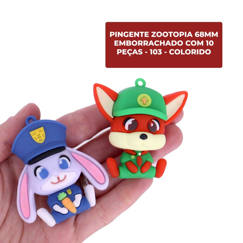 PINGENTE-ZOOTOPIA-68MM-EMBORRACHADO-COM-10-PECAS---103---COLORIDO