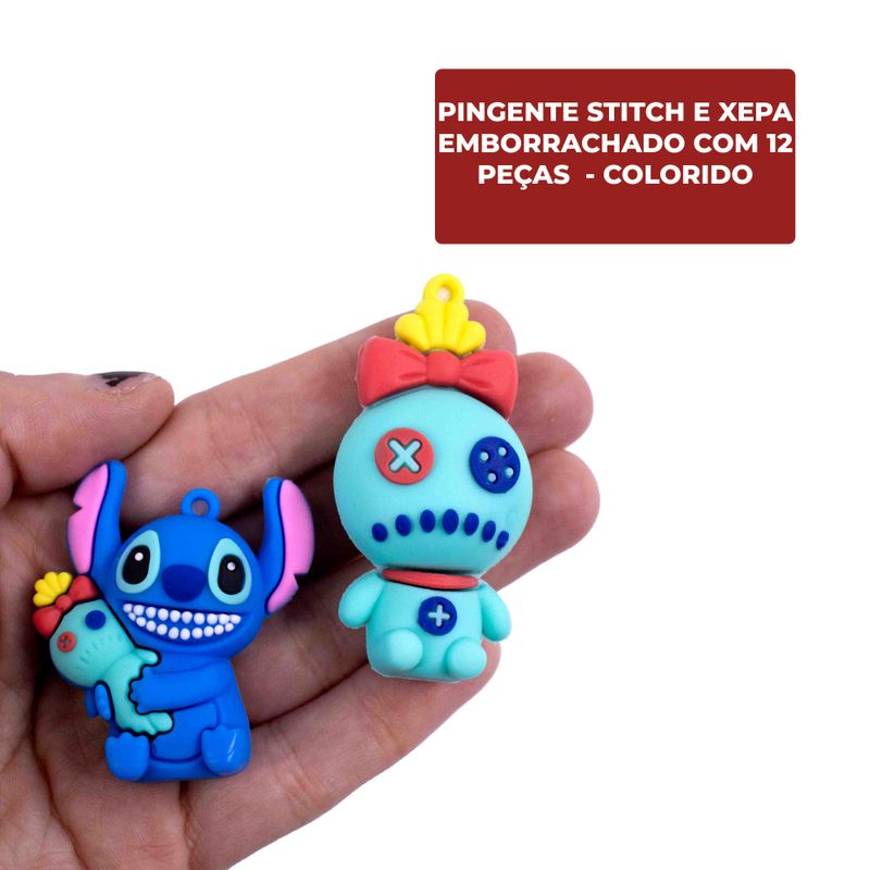 PINGENTE-STITCH-E-XEPA-EMBORRACHADO-COM-12-PECAS---103---COLORIDO