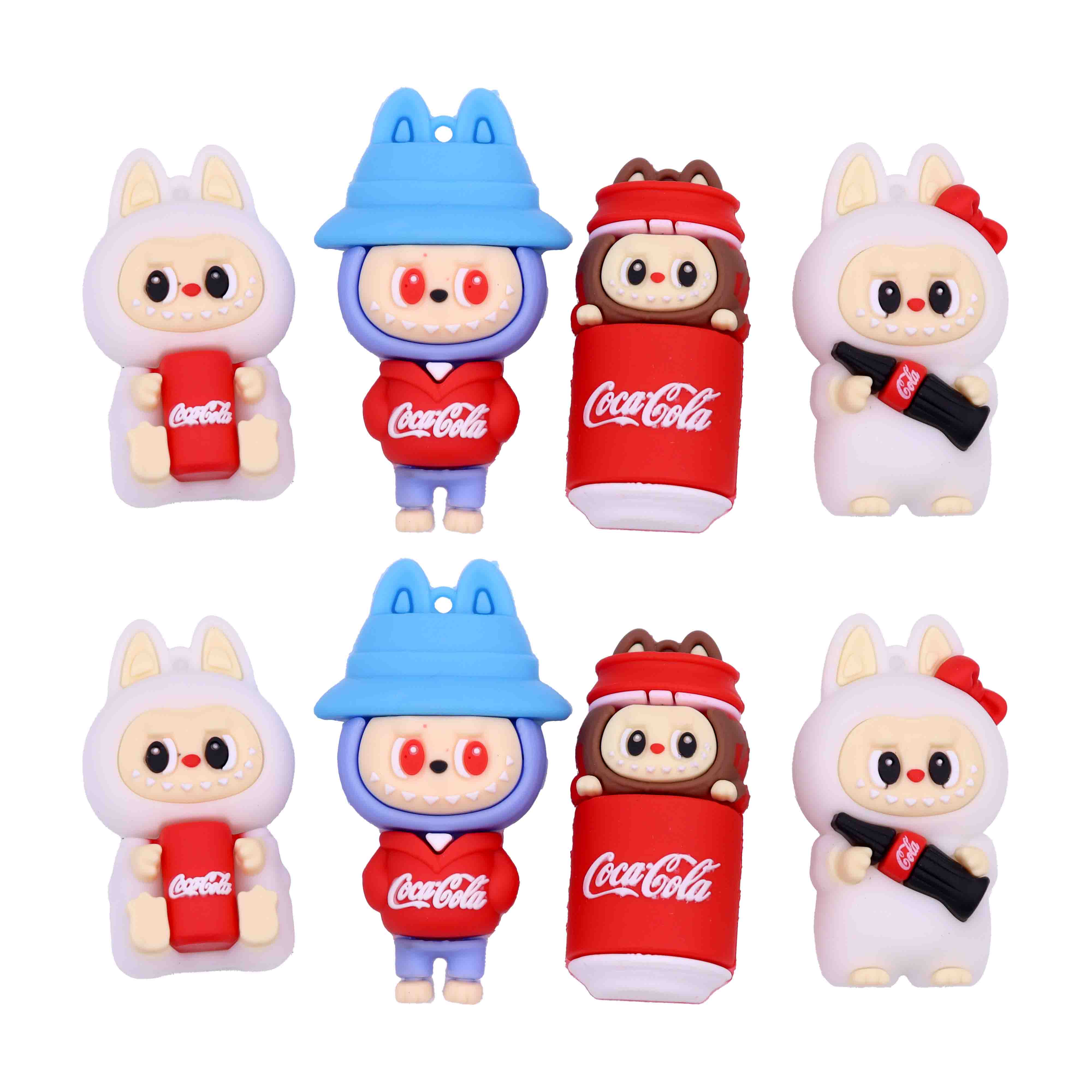 Pingente Labubu E Coca Emborrachado 75Mm Com 02 Peças