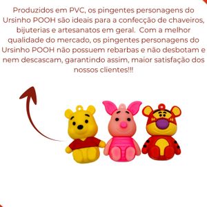 Pingentes Personagens Ursinho Pooh Emborrachado Com 12 Peças