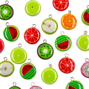 Pingentes Frutas 25Mm Em Resina Com 50 Peças