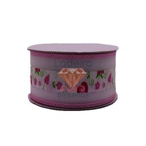 Rolo De Renda De Guipir Com Faixa De Flores 25Mm Com 18.25M