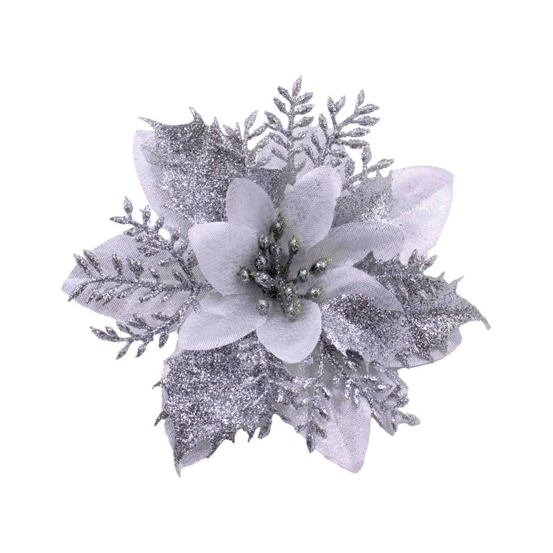 FLOR-POINSETTIA-DE-NATAL-COM-GLITTER-14MM-EM-POLIESTER-COM-12-PECAS---077---PRATA