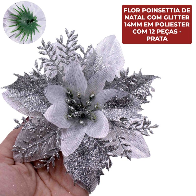 FLOR-POINSETTIA-DE-NATAL-COM-GLITTER-14MM-EM-POLIESTER-COM-12-PECAS---077---PRATA