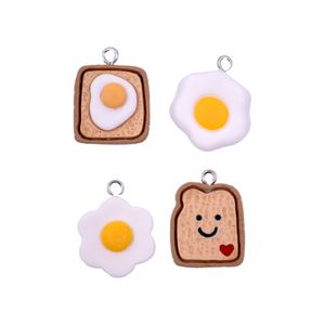 Kit Pingente Pão Com Ovo 22Mm Em Resina Com 50 Peças