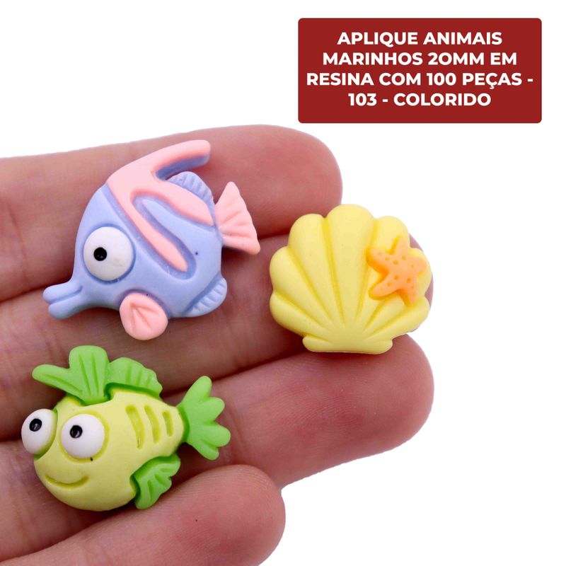 APLIQUE-ANIMAIS-MARINHOS-2OMM-EM-RESINA-COM-100-PECAS---103---COLORIDO-103