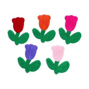 Aplique Tulipa Em Croche 06X08cm Em Poliester Com 25 Peças
