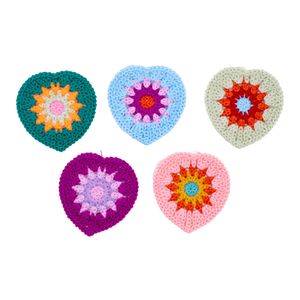 Aplique Coração De Croche 50Mm Em Poliester Com 10 Peças