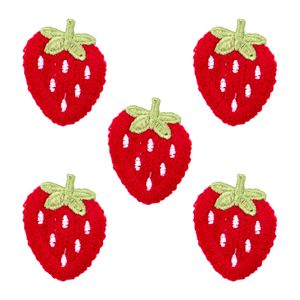 Aplique Morango De Croche 50Mm Em Poliester Com 25 Peças