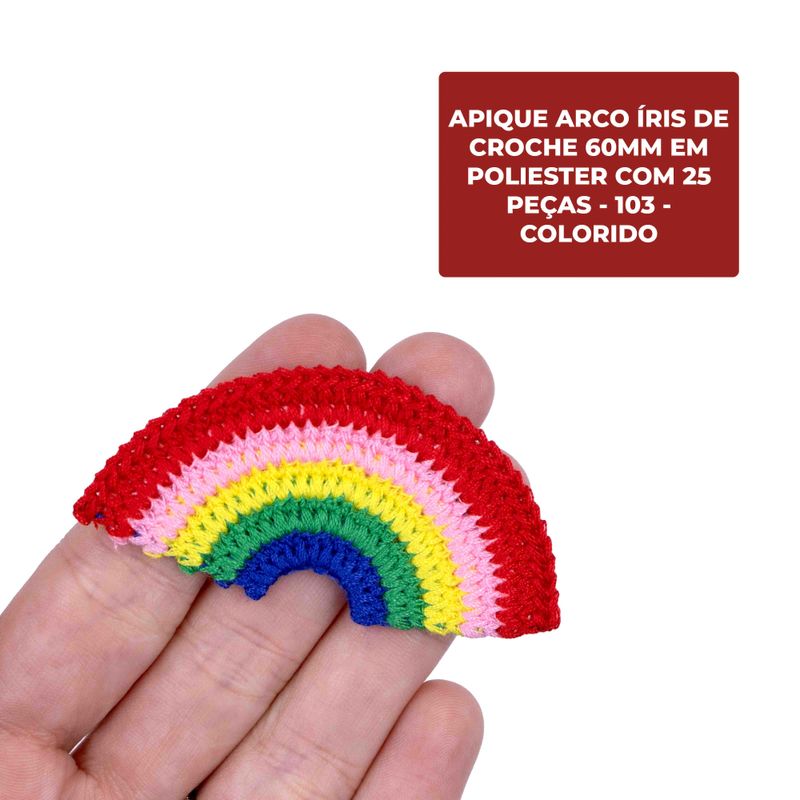 APLIQUE-ARCO-IRIS-DE-CROCHE-60MM-EM-POLIESTER-COM-25-PECAS---103---COLORIDO
