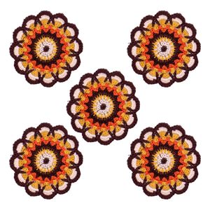 Aplique Flor Mandala De Croche 7Cm Em Poliester Com 25 Peças