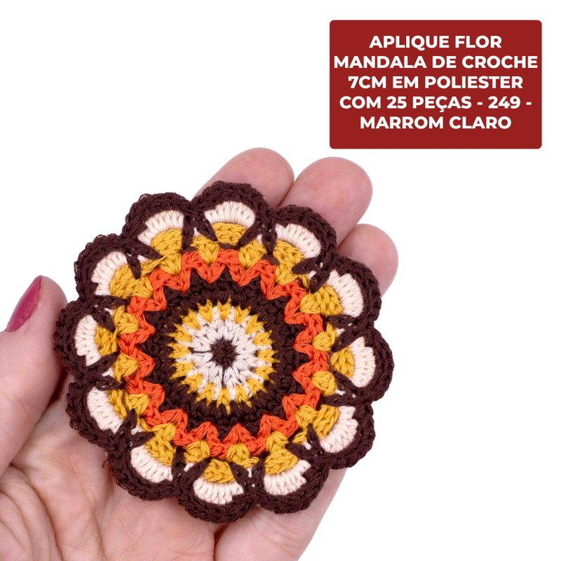 APLIQUE-FLOR-MANDALA-DE-CROCHE-7CM-EM-POLIESTER-COM-25-PECAS---249---MARROM-CLARO