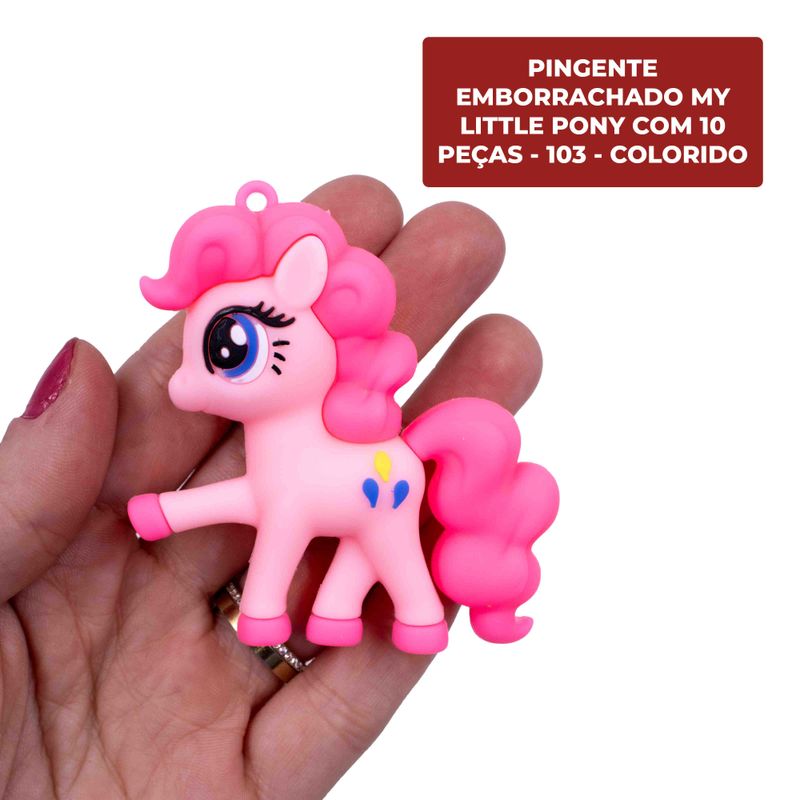 PINGENTE-EMBORRACHADO-MY-LITTLE-PONY-COM-10-PECAS---103---COLORIDO