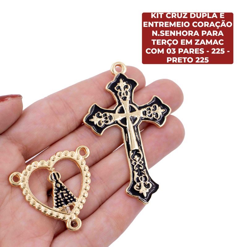 KIT-CRUZ-DUPLA-E-ENTREMEIO-CORACAO-NSENHORA-PARA-TERCO-EM-ZAMAC-COM-03-PARES---225---PRETO-225