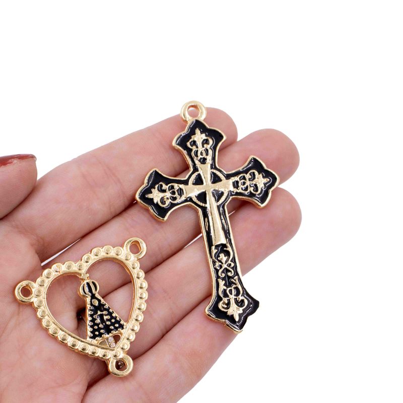 KIT-CRUZ-DUPLA-E-ENTREMEIO-CORACAO-NSENHORA-PARA-TERCO-EM-ZAMAC-COM-03-PARES---225---PRETO-225