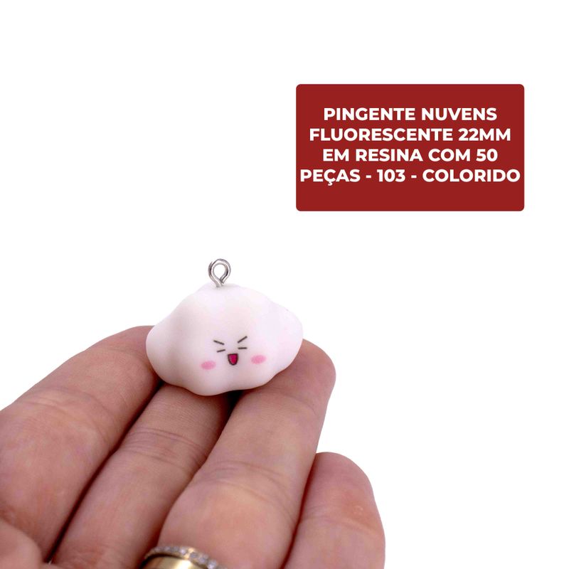 PINGENTE-NUVENS-FLUORESCENTE-22MM-EM-RESINA-COM-50-PECAS---103---COLORIDO
