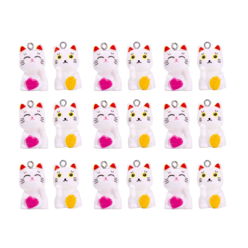 PINGENTE-GATO-DA-SORTE-MANEKI-28MM-EM-RESINA-COM-40-PECAS---103---COLORIDO