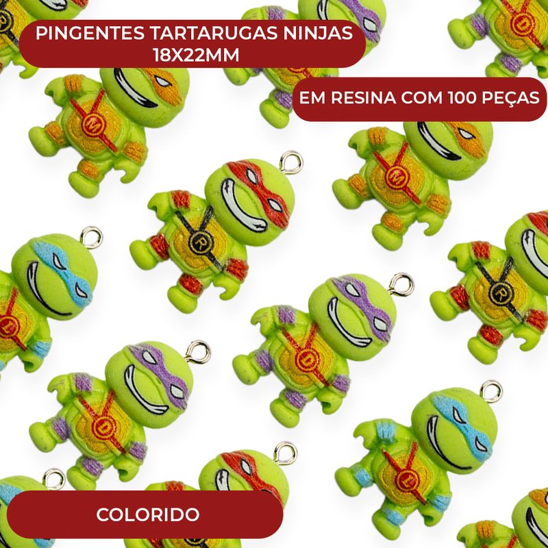 PINGENTE-TARTARUGAS-NINJAS-18X22MM-EM-RESINA-COM-100-PECAS---103---COLORIDO