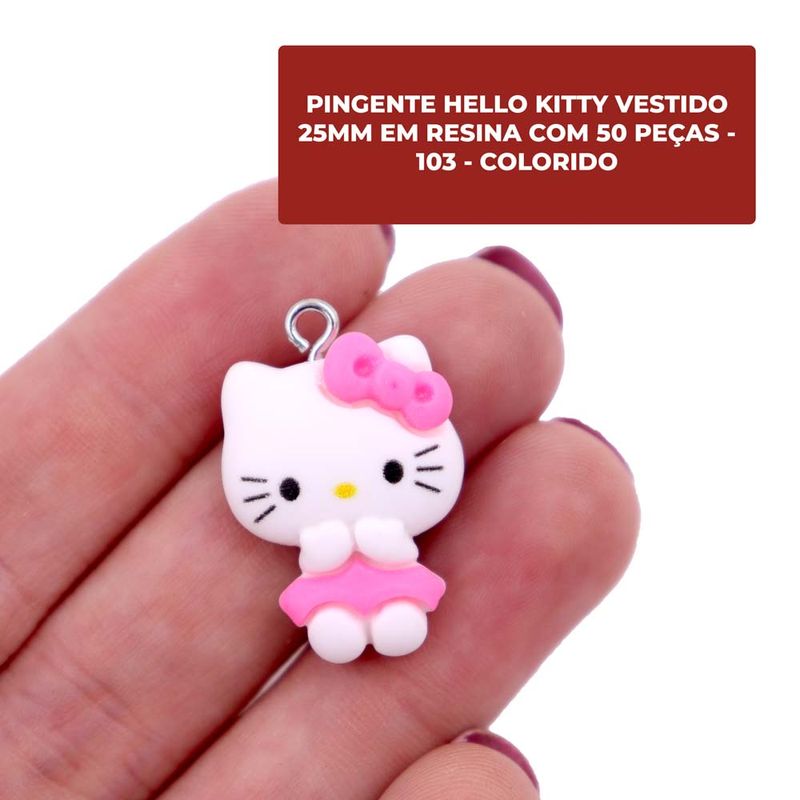 PINGENTE-HELLO-KITTY-VESTIDO-25MM-EM-RESINA-COM-50-PECAS---103---COLORIDO