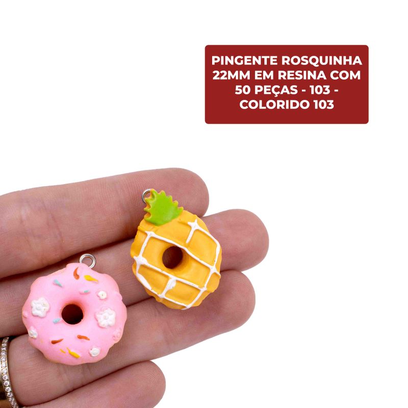 PINGENTE-ROSQUINHA-22MM-EM-RESINA-COM-50-PECAS---103---COLORIDO-103
