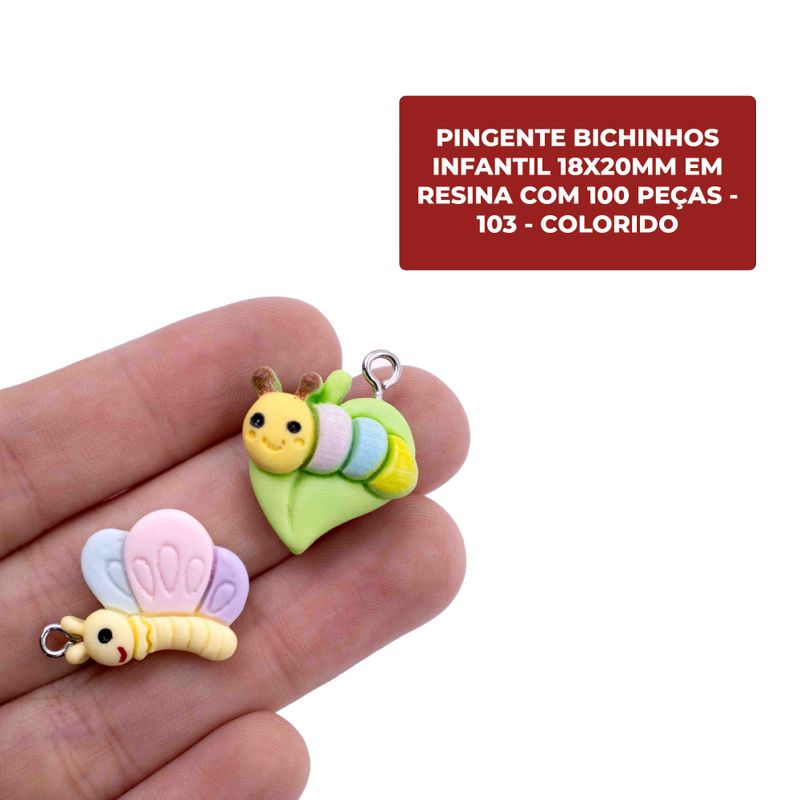 PINGENTE-BICHINHOS-INFANTIL-18X20MM-EM-RESINA-COM-100-PECAS---103---COLORIDO