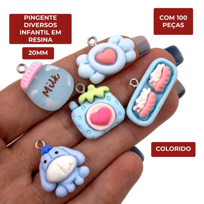 PINGENTE-DIVERSOS-INFANTIL-20MM-EM-RESINA-COM-100-PECAS---103---COLORIDO