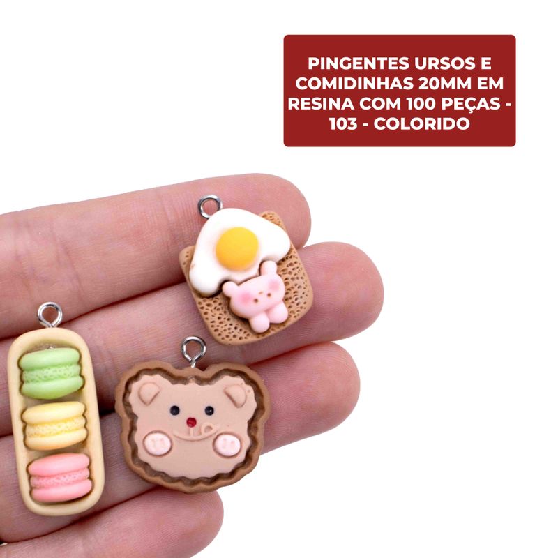 PINGENTE-URSOS-E-COMIDINHAS-20MM-EM-RESINA-COM-100-PECAS---103---COLORIDO