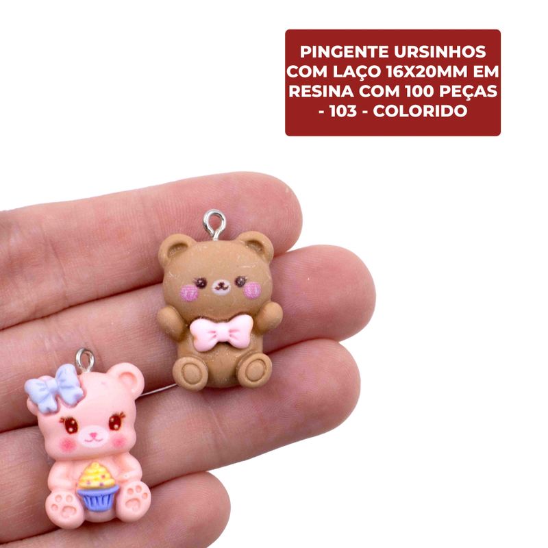 PINGENTE-URSINHOS-COM-LACO-16X20MM-EM-RESINA-COM-100-PECAS---103---COLORIDO