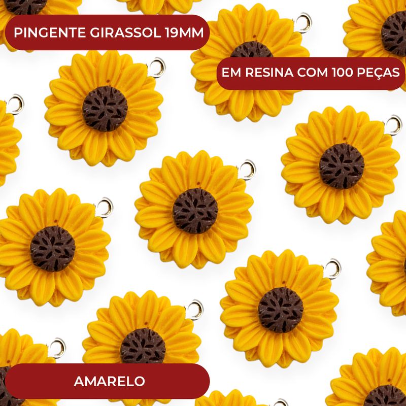PINGENTE-GIRASSOL-21MM-EM-RESINA-COM-100-PECAS---AMARELO