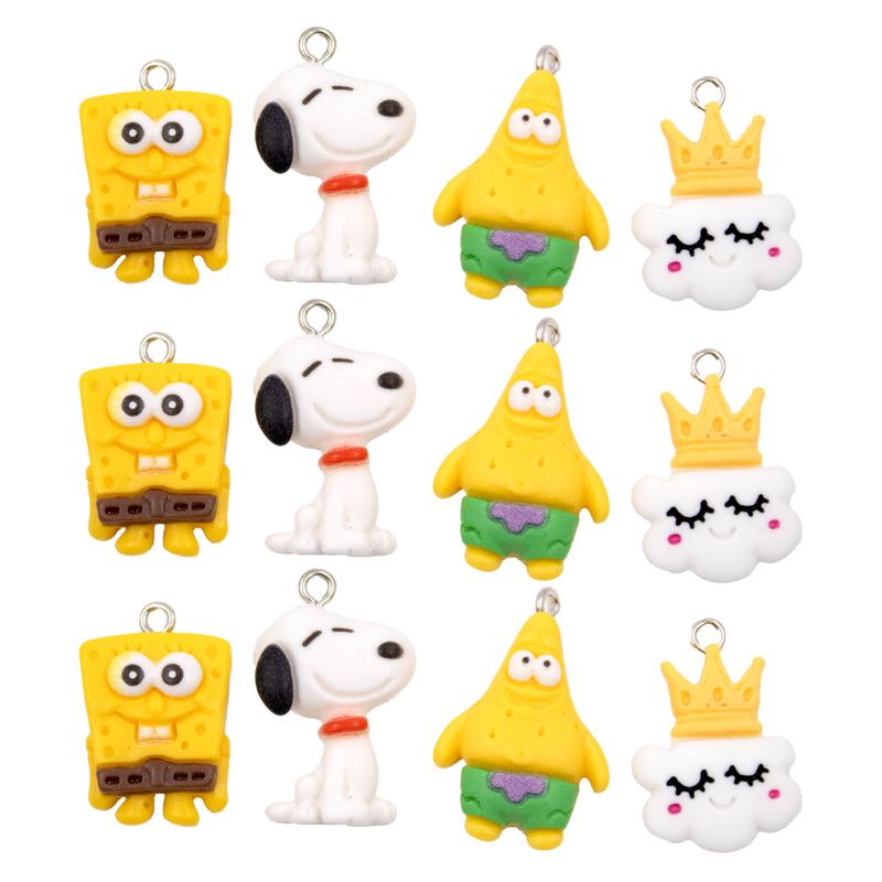 PINGENTE--PERSONAGENS-BOB-ESPONJA-E-SNOOPY-18X22MM-EM-RESINA-COM-10-PECAS---103---COLORIDO