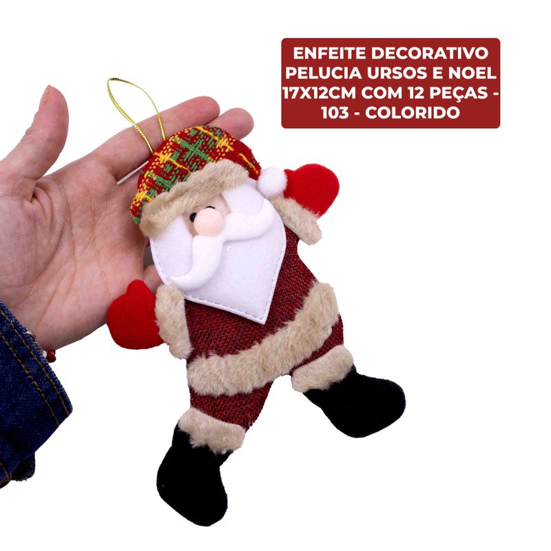 ENFEITE-DECORATIVO-PELUCIA-URSOS-E-NOEL-17X12CM-COM-12-PECAS---103---COLORIDO