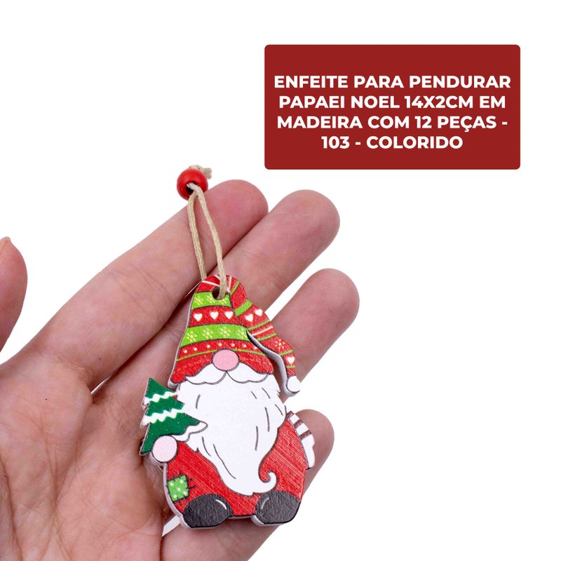 ENFEITE-PARA-PENDURAR-PAPAEI-NOEL-06CM-EM-MADEIRA-COM-12-PECAS--103---COLORIDO