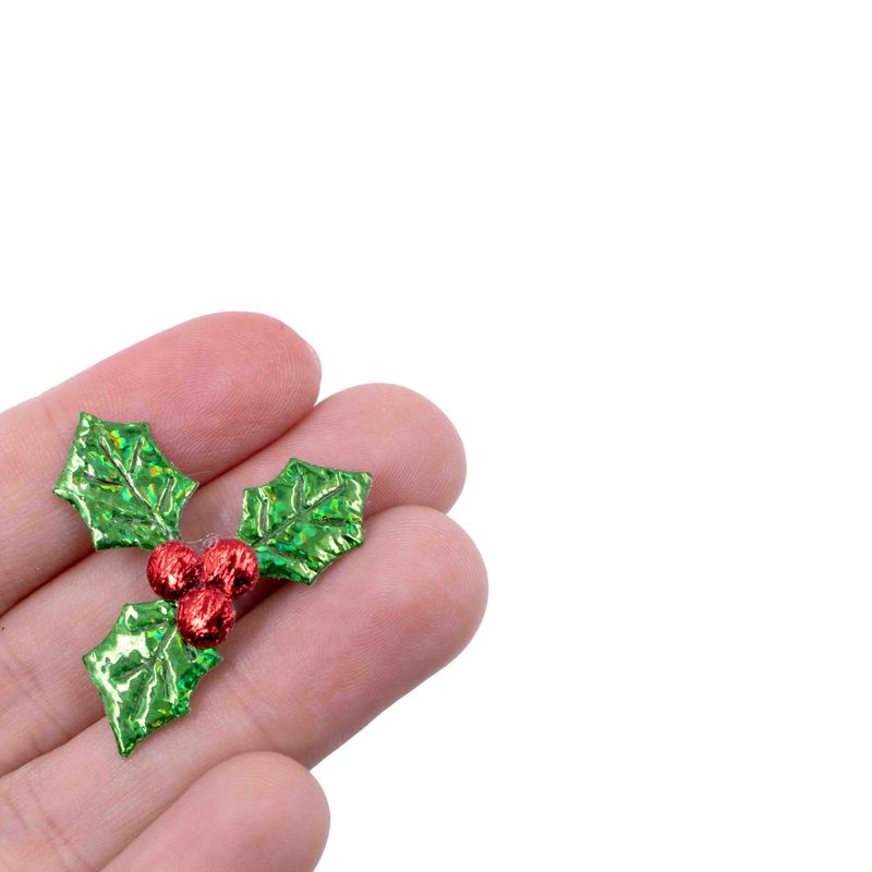 APLIQUE-DE-NATAL-AZEVINHO-35CM-EM-POLIESTER-COM-200-PECAS---VERDE-ESCURO