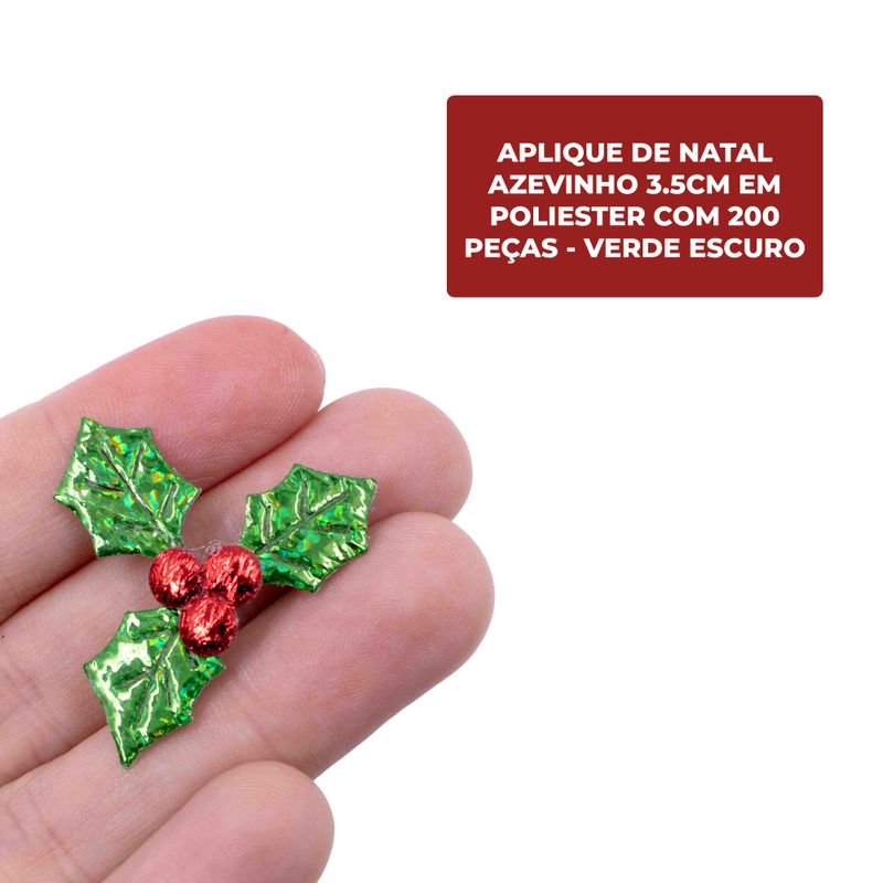 APLIQUE-DE-NATAL-AZEVINHO-35CM-EM-POLIESTER-COM-200-PECAS---VERDE-ESCURO
